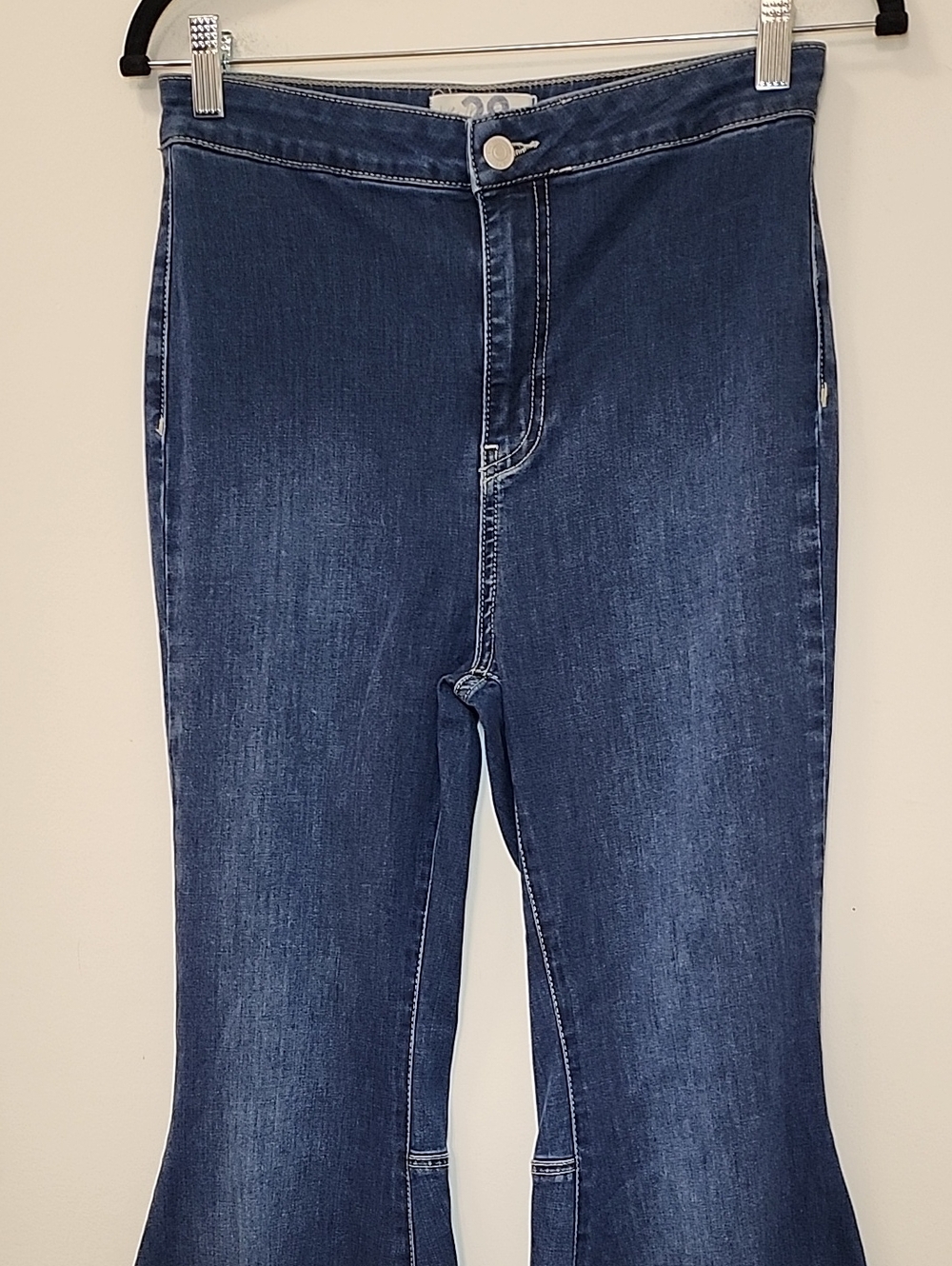 Free People Just Float Flare Jeans high-rise waist exaggerated bell-bottom Sz 28 - Picture 7 of 15